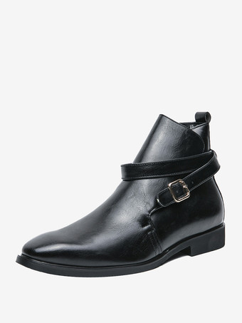 ブラック メンズブーツ チェルシーブーツ ブラック PUレザー