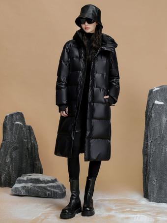 ブラック レディース ダウンジャケット グースダウン