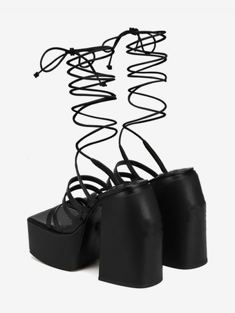 Damen Sandalen mit Absatz und quadratischer Zehenpartie PU-Leder