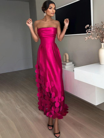 ローズカットアウトのパーティードレス、ストラップレスAラインセミフォーマルロングドレス、女性用2025