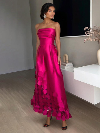 ローズカットアウトのパーティードレス、ストラップレスAラインセミフォーマルロングドレス、女性用2025