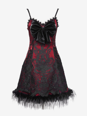   ゴシックロリータドレス フェザーレース ブラック JSK