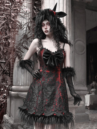   ゴシックロリータドレス フェザーレース ブラック JSK