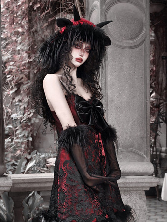   ゴシックロリータドレス フェザーレース ブラック JSK