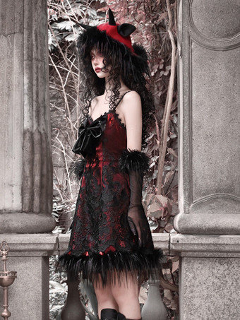   ゴシックロリータドレス フェザーレース ブラック JSK