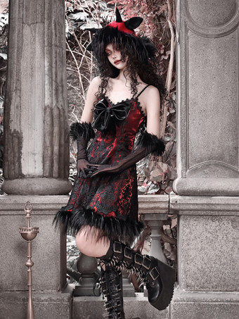   ゴシックロリータドレス フェザーレース ブラック JSK