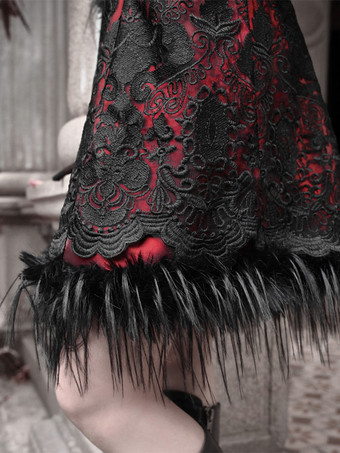   ゴシックロリータドレス フェザーレース ブラック JSK