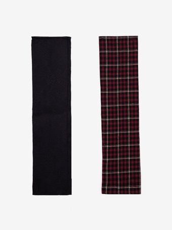 ゴシックロリータ衣装 バーガンディ チェック柄 レースアップ グロメット 半袖 スカート ブラウス