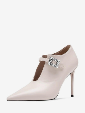 Black Ankle Boots Rhinestones Cut Out High Heel Party Boots For Women