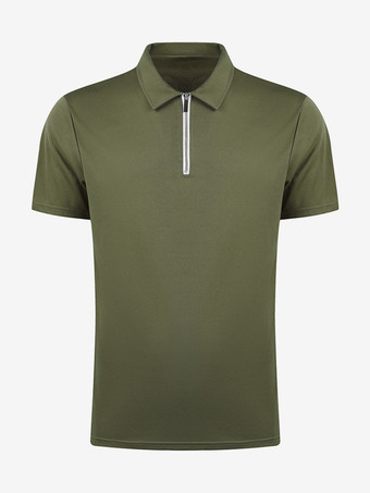 メンズ ポロシャツ ターンダウンカラー 半袖 ジッパー レギュラーフィット Tシャツ