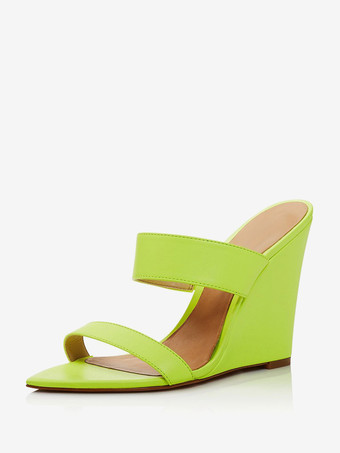 GrasgrünDamen Sandalen mit Keilabsatz und offener Zehenpartie Rose