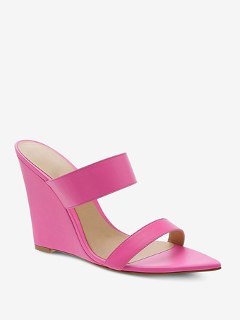 Damen Sandalen mit Keilabsatz und offener Zehenpartie Rose