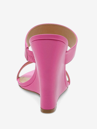 Damen Sandalen mit Keilabsatz und offener Zehenpartie Rose