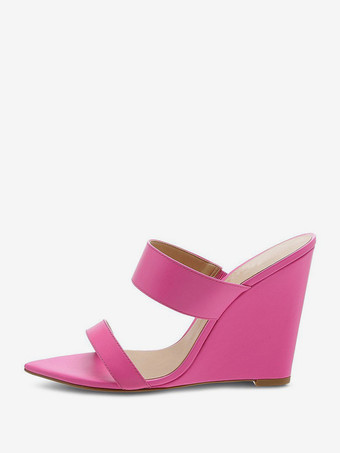 RosarotDamen Sandalen mit Keilabsatz und offener Zehenpartie Rose