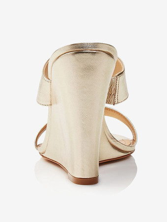 Damen Sandalen mit Keilabsatz und offener Zehenpartie Rose