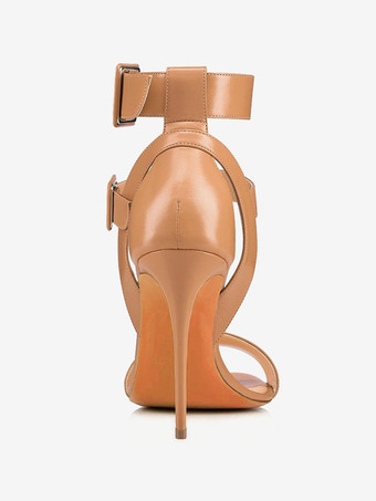 Women High Heel Sandals Open Toe Buckle Detail Ankle Strap Party Shoes
