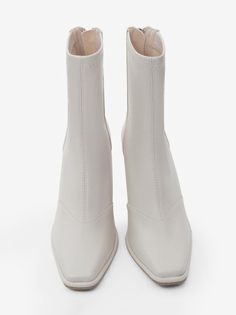 Women's Ankle Boots Square Toe Zipper Special-Shaped Heel Booties