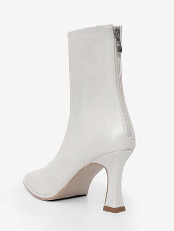 Women's Ankle Boots Square Toe Zipper Special-Shaped Heel Booties