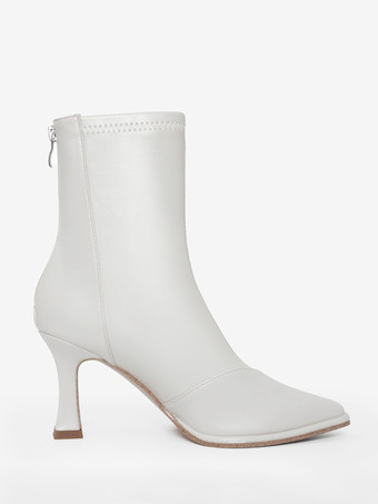 Women's Ankle Boots Square Toe Zipper Special-Shaped Heel Booties