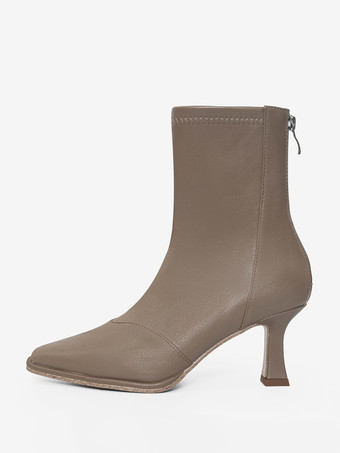 Women's Ankle Boots Square Toe Zipper Special-Shaped Heel Booties