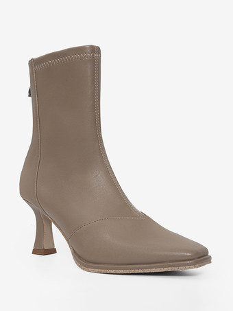 Women's Ankle Boots Square Toe Zipper Special-Shaped Heel Booties