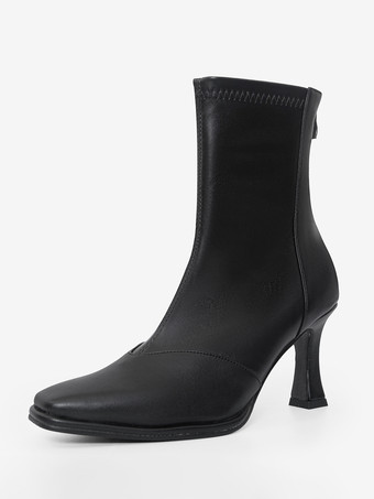 Women's Ankle Boots Square Toe Zipper Special-Shaped Heel Booties
