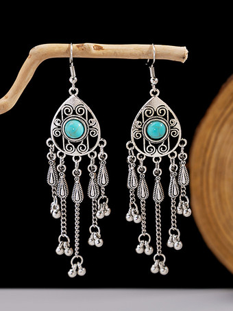 Wedding Earrings Gemstone Girl's Metal Pierced Bridal Jewelry
