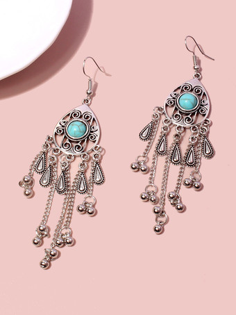 Wedding Earrings Gemstone Girl's Metal Pierced Bridal Jewelry
