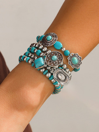 ブライダルブレスレット シアンブルー メタルレイヤード