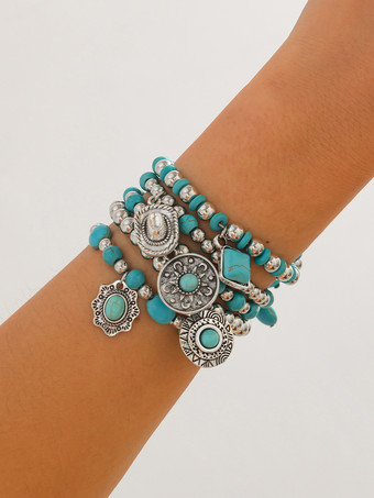 ブライダルブレスレット シアンブルー メタルレイヤード