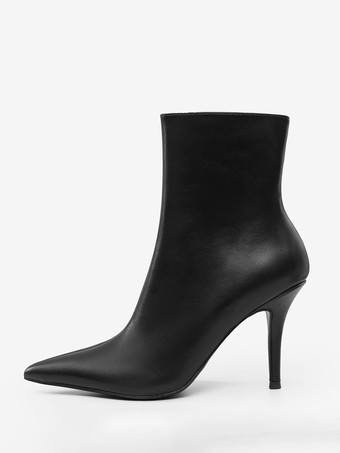 Stivaletti neri alla caviglia da donna con cerniera e tacco alto