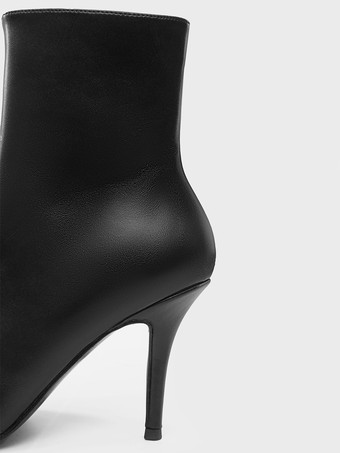 Stivaletti neri alla caviglia da donna con cerniera e tacco alto