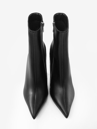 Stivaletti neri alla caviglia da donna con cerniera e tacco alto