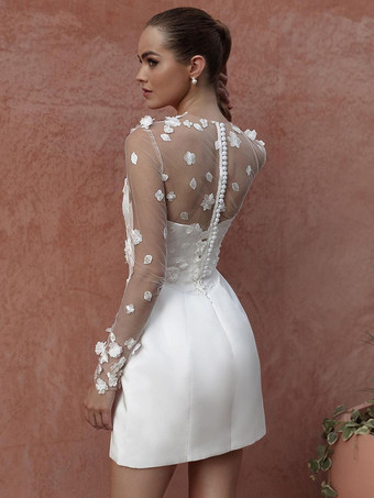 ウェディングドレス ショート ツーピース 長袖 レース ショート ブライダルドレス