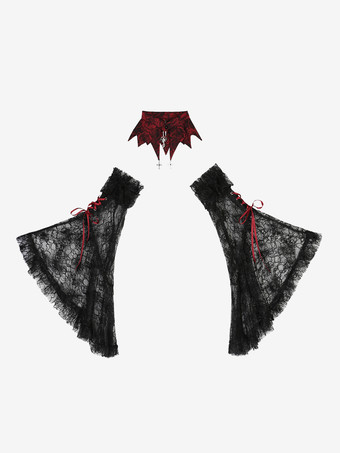   ゴシックロリータドレス レースフラワージャカード バーガンディ ブラック レッド JSK