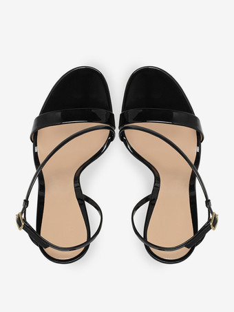 ゴールドハイヒール プラットフォーム オープントゥ チャンキーヒール ストラップ パーティーシューズ