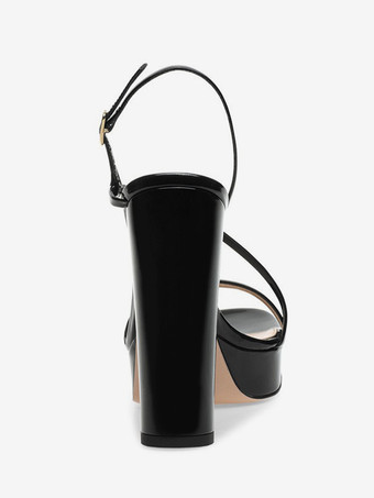 ゴールドハイヒール プラットフォーム オープントゥ チャンキーヒール ストラップ パーティーシューズ