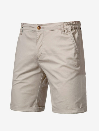 ライト アプリコットメンズ ショートパンツ 伸縮性ウエスト 夏用 軽量 カーゴ ショートパンツ