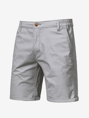 ライトグレー メンズ ショートパンツ 伸縮性ウエスト 夏用 軽量 カーゴ ショートパンツ