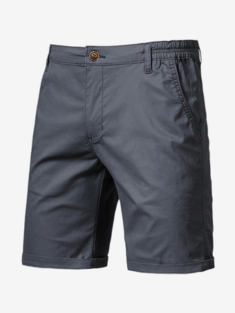 ダークグレー メンズ ショートパンツ 伸縮性ウエスト 夏用 軽量 カーゴ ショートパンツ