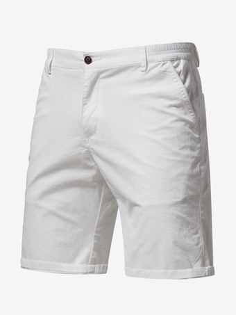 ホワイト メンズ ショートパンツ 伸縮性ウエスト 夏用 軽量 カーゴ ショートパンツ