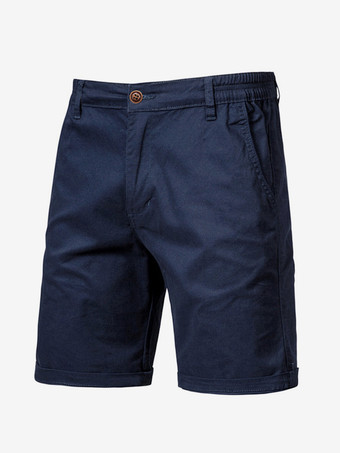 ダークネイビーメンズ ショートパンツ 伸縮性ウエスト 夏用 軽量 カーゴ ショートパンツ