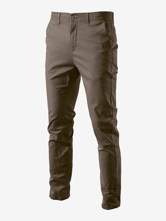 ブラウンメンズ ズボン カジュアル ナチュラル ウエスト ストレート メンズ パンツ ポケット付き