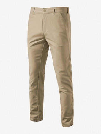 ライトブラウン男性用パンツ シックなナチュラルウエスト 軽量メンズパンツ ポケット付き