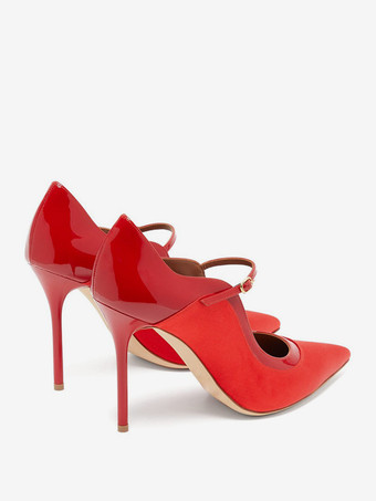 ブラック メリージェーンヒール ポインテッドトゥ ハイヒール ドレスシューズ