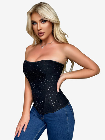 ブラックコルセット アンダーバスト スウィートハートシェイプウェア バックジッパー レディース ビスチェ