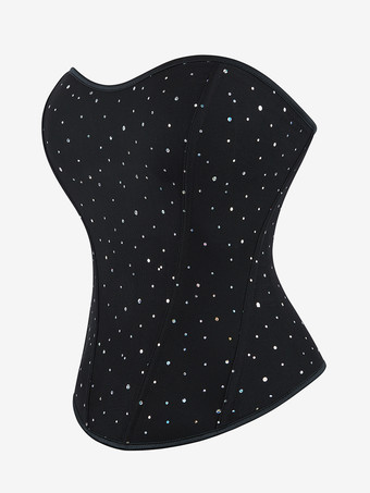 ブラックコルセット アンダーバスト スウィートハートシェイプウェア バックジッパー レディース ビスチェ