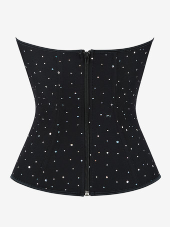 ブラックコルセット アンダーバスト スウィートハートシェイプウェア バックジッパー レディース ビスチェ