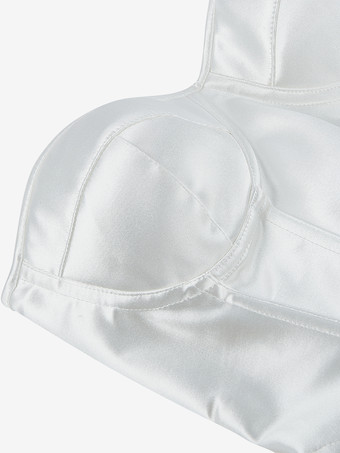 ホワイトコルセット オーバーバスト ウェディング ストラップレス スイートハート シック ビスチェ