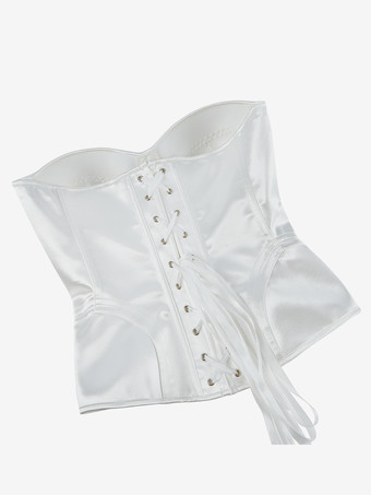 ホワイトコルセット オーバーバスト ウェディング ストラップレス スイートハート シック ビスチェ